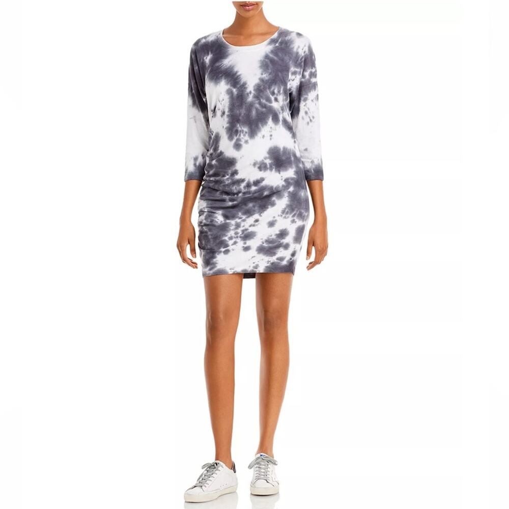Sundry Tie Dye Side Shirred Stretch Cotton Casual Lounge Dress - Size 3 (L)